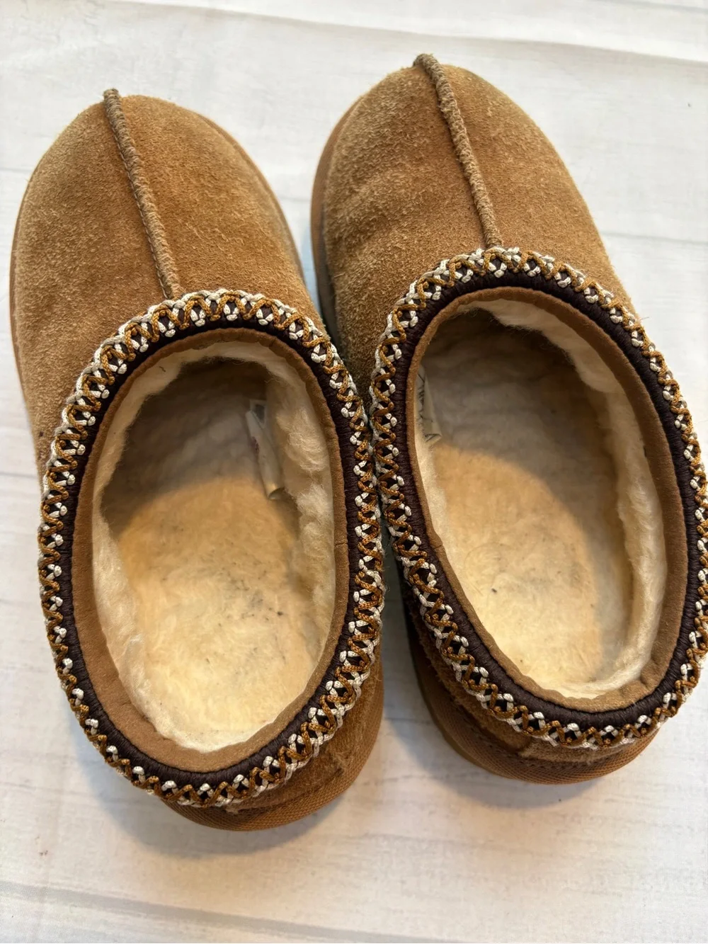 UGG Kids Chestnut Suede Slip-On Shearling Slippers